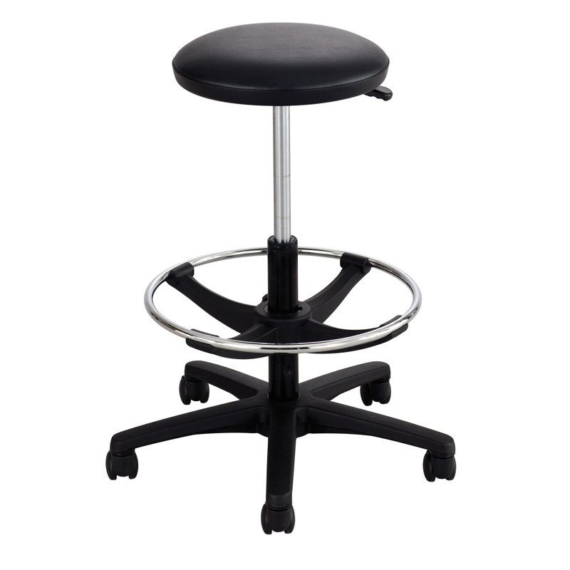 Adjustable Black Vinyl Backless Swivel Drafting Stool