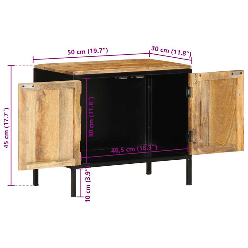50cm W Solid Wood Bedside Table