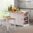 This Large Kitchen Island With 2 Bar Stools And An Electrical Outlet Has Storage Shelves Inside The Door And A 5-Wheel Storage Cart With Folding Boards And 5 Open Side Shelves Including 3 Drawers, Perfect For The Kitchen And Dining Room.-1566730331