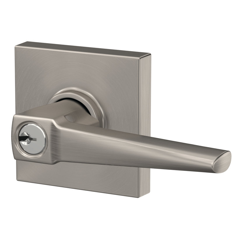 Eller Keyed Entry Lever with Collins Trim, Satin Nickel, Keyed Different
