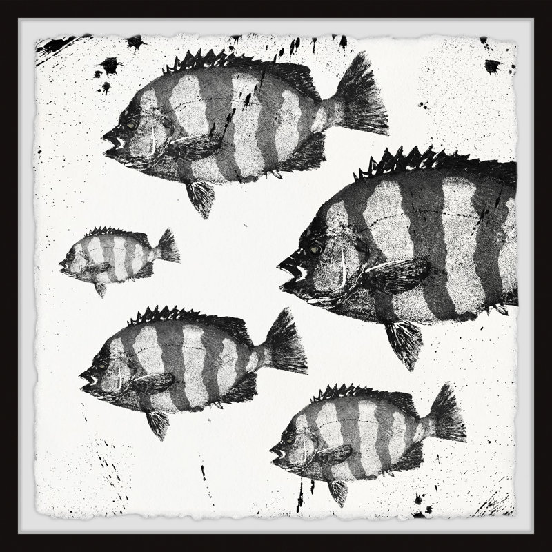 Barred Fish by Parvez Taj - Single Picture Frame Painting, 41cm H x 41cm W