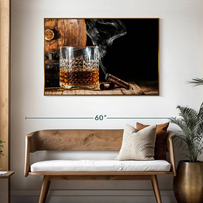 Bourbon tonneau et cigare, 46 po x 31 po, Cadre flottant doré
