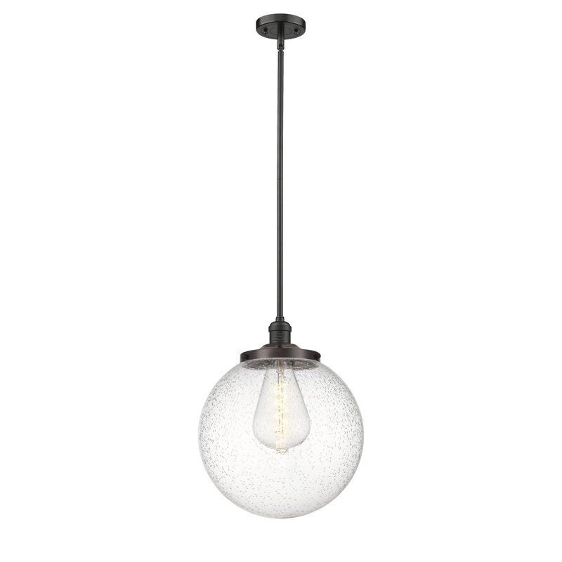 Luminaire suspendu simple à 1 lumière Frederick, Bronze frotté à l'huile, Grainé