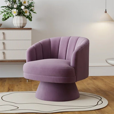 Fauteuil demi-tonneau pivotant en velours Murrow