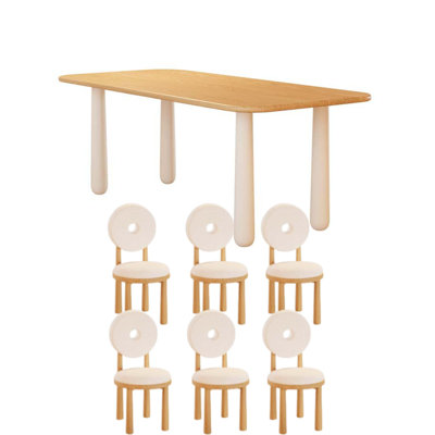 Solid Wood Rectangular Dining Table, Sturdy Legs