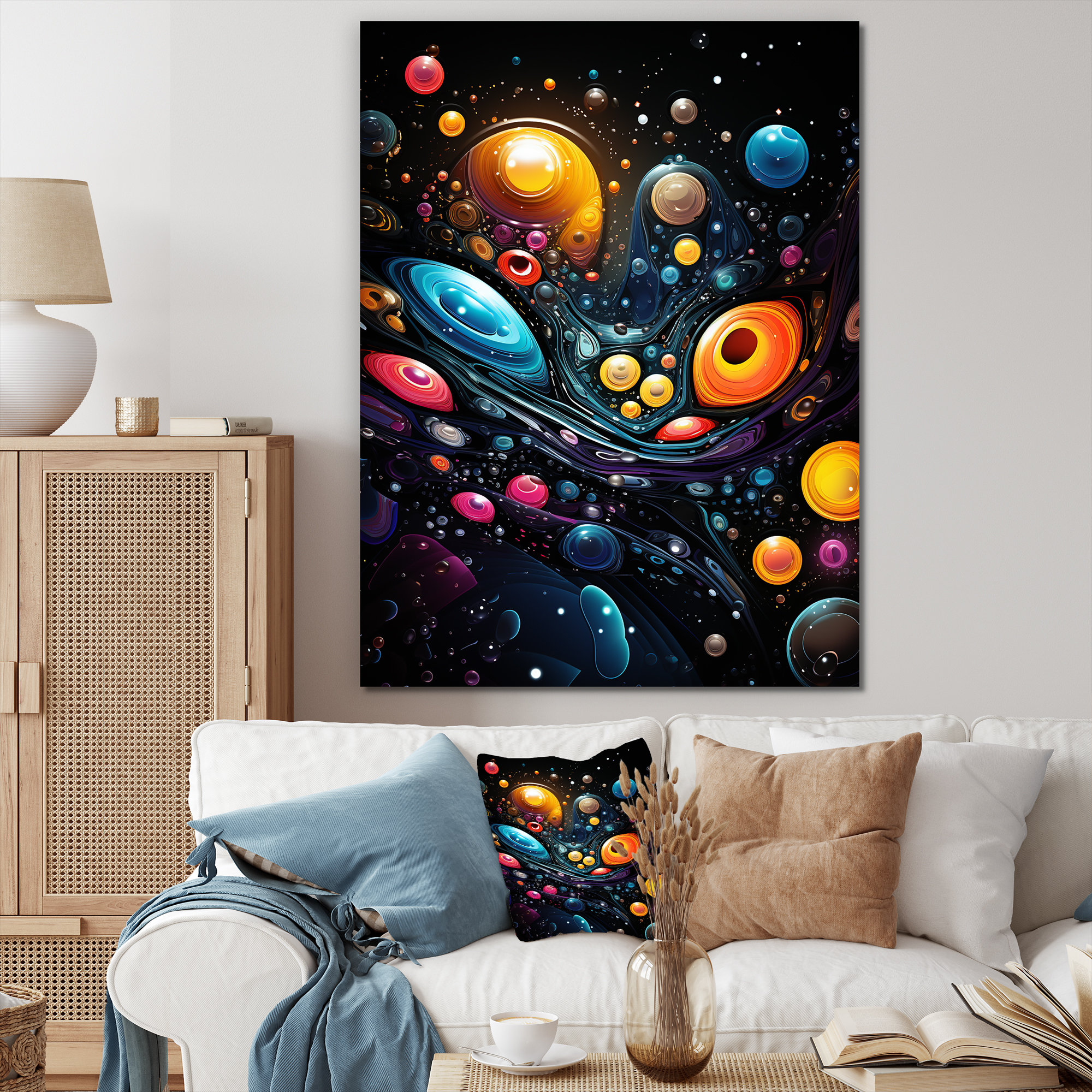 Cosmic Chat Wall Art with Hand Painted - Size M