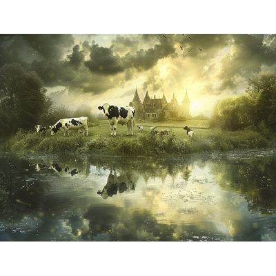 Cows Pastoral Warm Room Darkening Curtain Pair