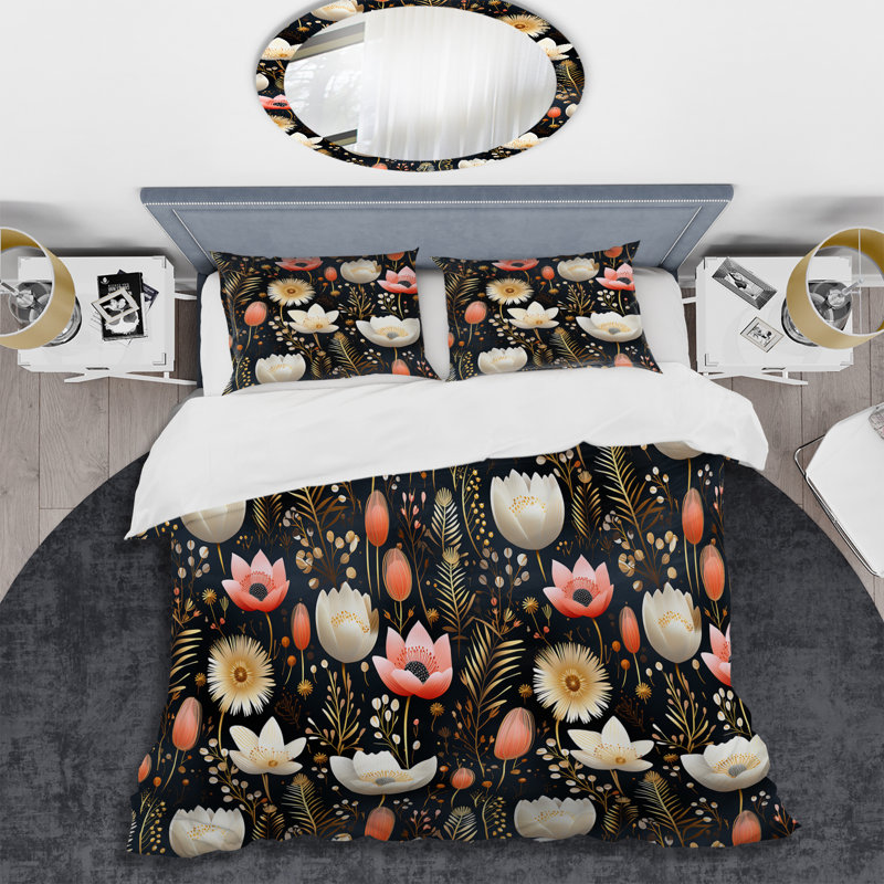 Ensemble de housse de couette Summer Flower Cottage, Housse de couette pour grand lit et 2 taies décor