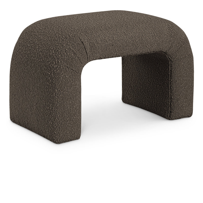 Niagara Upholstered Bench, 17.5" H x 28" W x 15.5" D, Brown Boucle Fabric