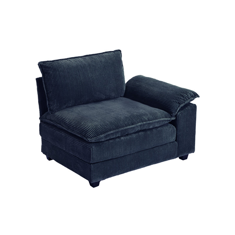 Chaise d'angle rembourrée Lauretta, Navy Corduroy