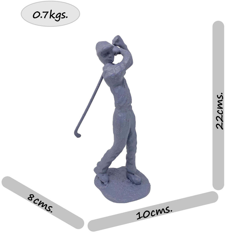 GOLFER MAN Iron Figurine 22cm, Grey Shimmer