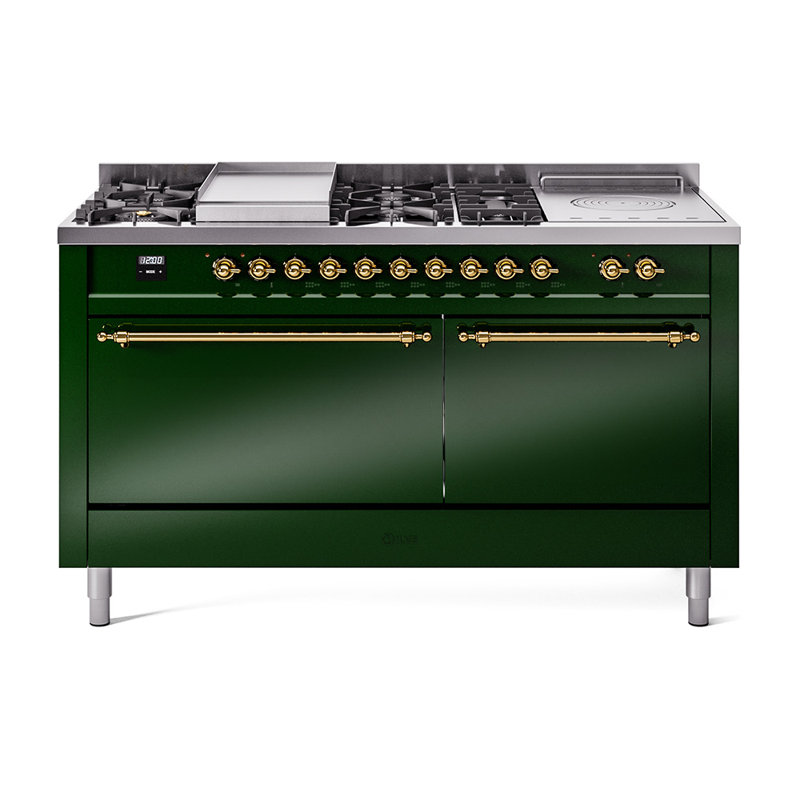 ILVE Nostalgie II, cuisinière à double combustible de 60 po, 7 brûleurs, plaque chauffante, surface de cuisson française