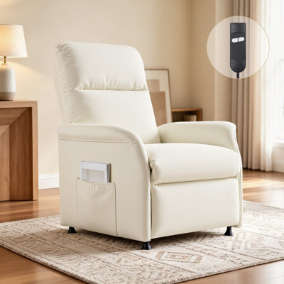 Fauteuil d'appoint inclinable électrique avec poches latérales, fauteuil inclinable rembourré avec dossier épais