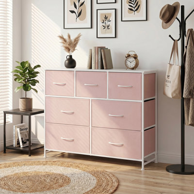 Dresser With 7 Drawers, Tall Dresser For Bedroom, Large Dresser Chest For Living Room