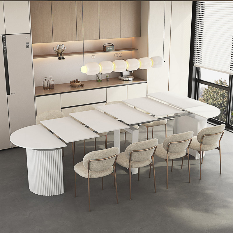 Table de salle à manger extensible pliable, table de cuisine rectangulaire multifonctionnelle extensible