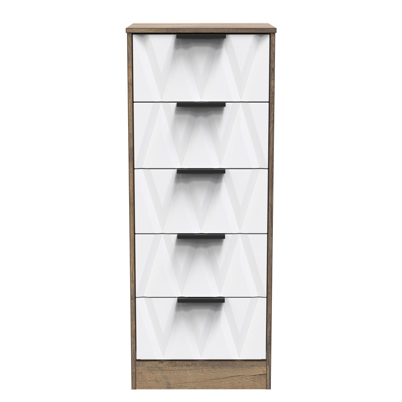Las Vegas 45 cm W Bedside Table, White Matt/Vintage Oak