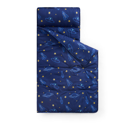 Nap Mat Sleeping Bag For Kids With Removable Pillow And Ultra Soft Blanket For Preschool, Daycare, And Sleepovers - Space