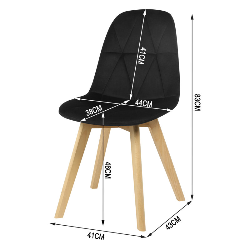 Alishbah 46cm H Velvet Upholstered Side Chair, Black