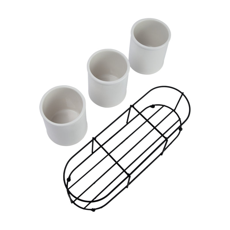Danard Metal Rectangle Flatware Caddy, White