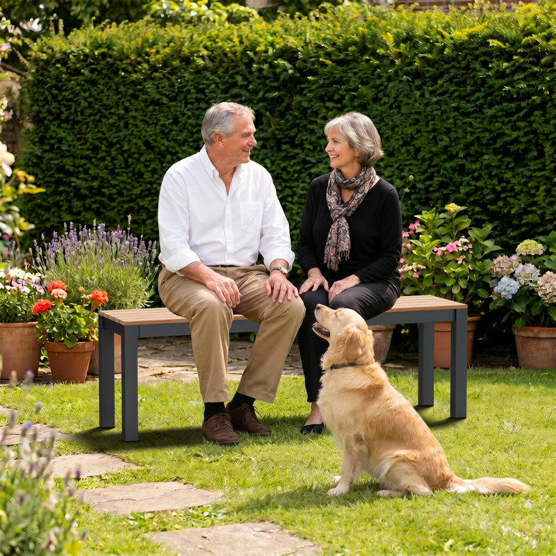 Banc d'extérieur en aluminium, Teak