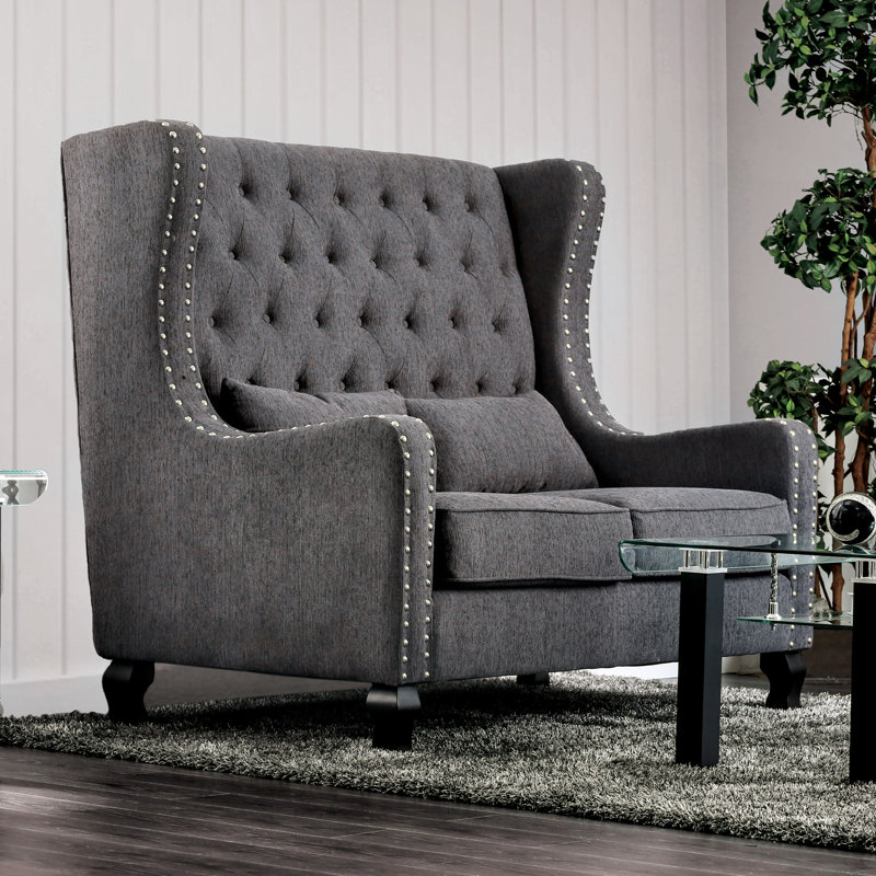 Buckler Upholstered 56.75 " Linen Loveseat, Gray
