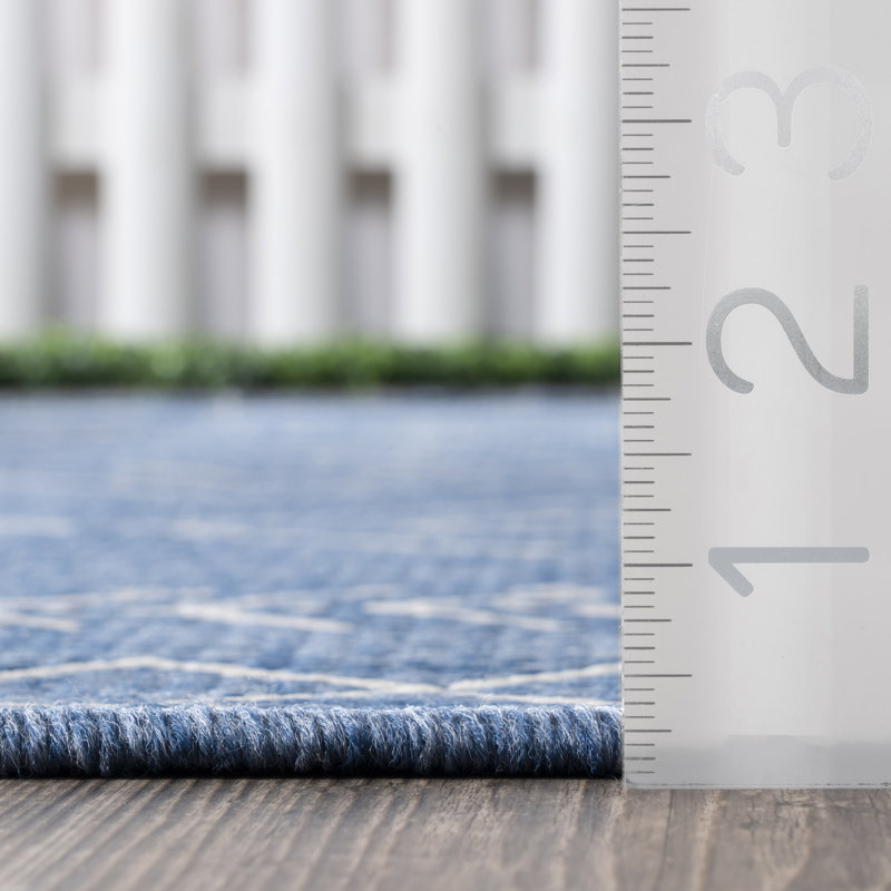 Cota Moroccan Power Loom Blue Indoor/Outdoor Rug, Rectangle 6'3" x 9'2"