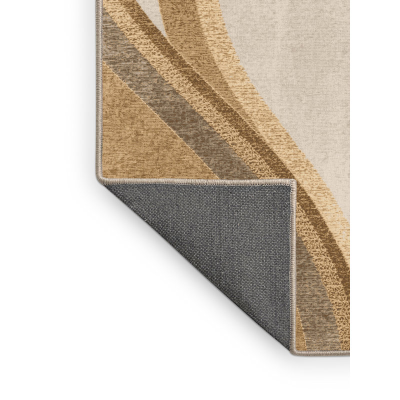 Soft Plush Fannin St Patties Modern & Contemporary Abstract Area Rug in Beige – Beige Binding, 8x10