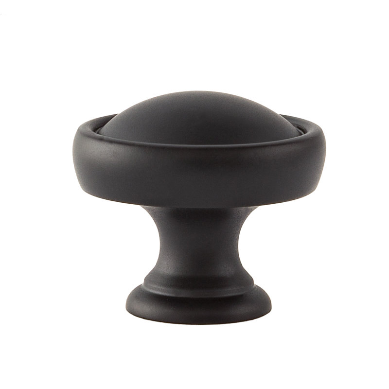 Grayson 1-1/8" Diameter Matte Black Round Cabinet Knob, Matte Black, 1 1/8"