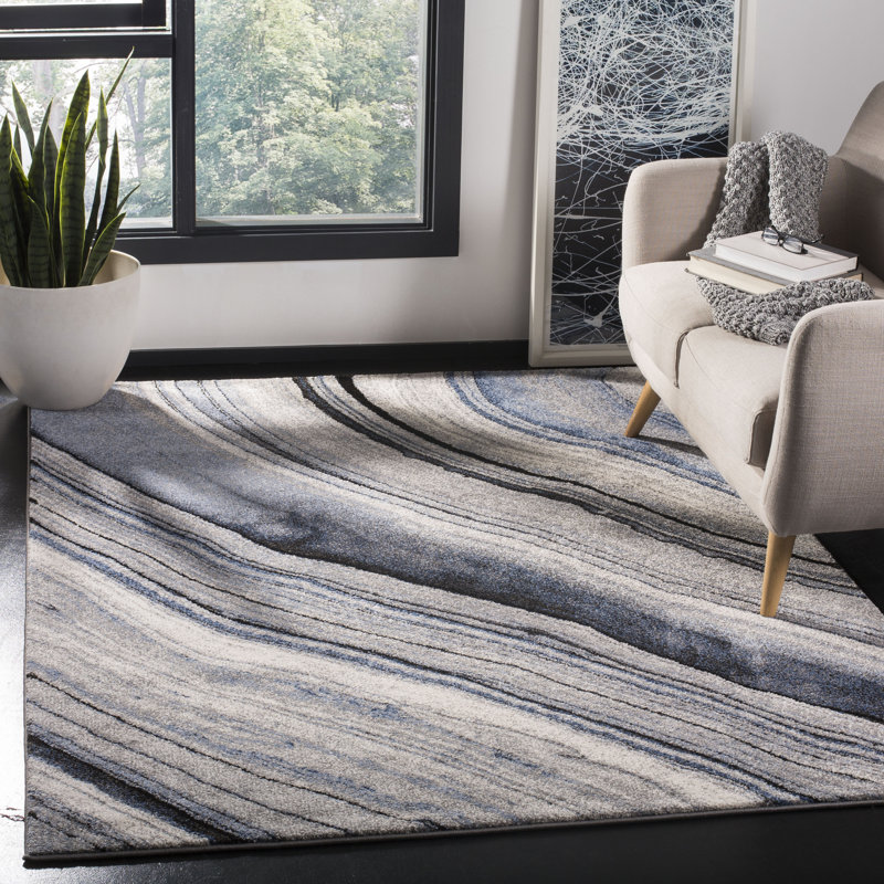 Tapis bleu / gris Azuela, Rectangle 4 pi x 6 pi