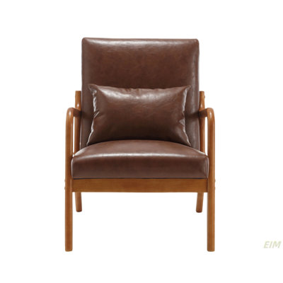 Fauteuil d'appoint moderne, fauteuils de salon rembourrés en bois massif avec un oreiller pour le salon, la chambre à coucher et la chambre d'amis (fauteuil d'appoint)
