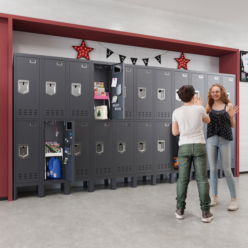 Casier de rangement, casier en métal, casiers pour les employés, armoire de rangement à casier en métal avec 3 portes, fente pour carte, casier en acier verrouillable pour salle de sport, école, maison, bureau, garage, assemblage requis