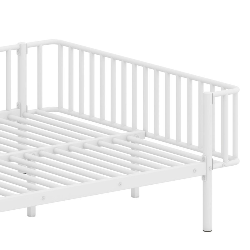 Robust Steel Support Couch Bed with Reinforced Slat System, White