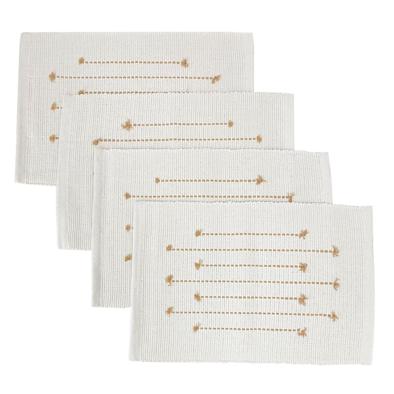 Anae Cotton Striped Rectangle Placemat, Yellow/White