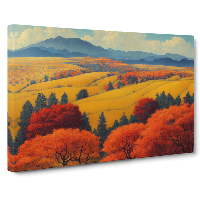 Autumn Meadow Landscape Vol.3 - Wrapped Canvas Painting, 35cm H x 50cm W x 3cm D