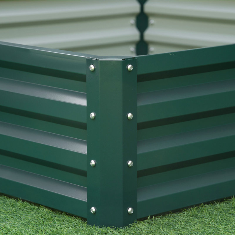 Lit surélevé galvanisé Outsunny pour jardin pot de fleurs pour plantes, légumes et plantes, Vert, 1