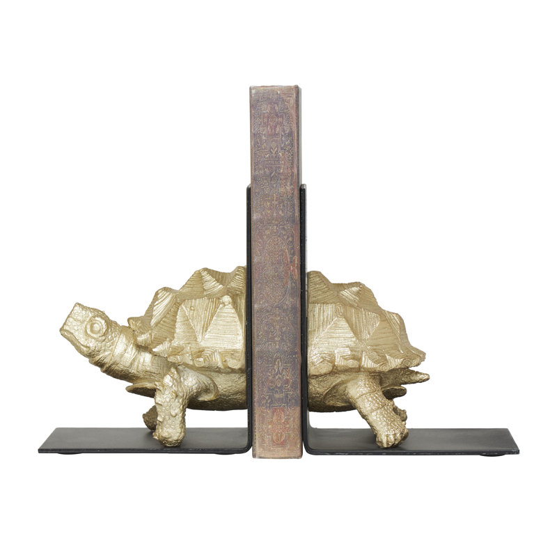 Polystone Turtle Decorative Bookends with Black Stands