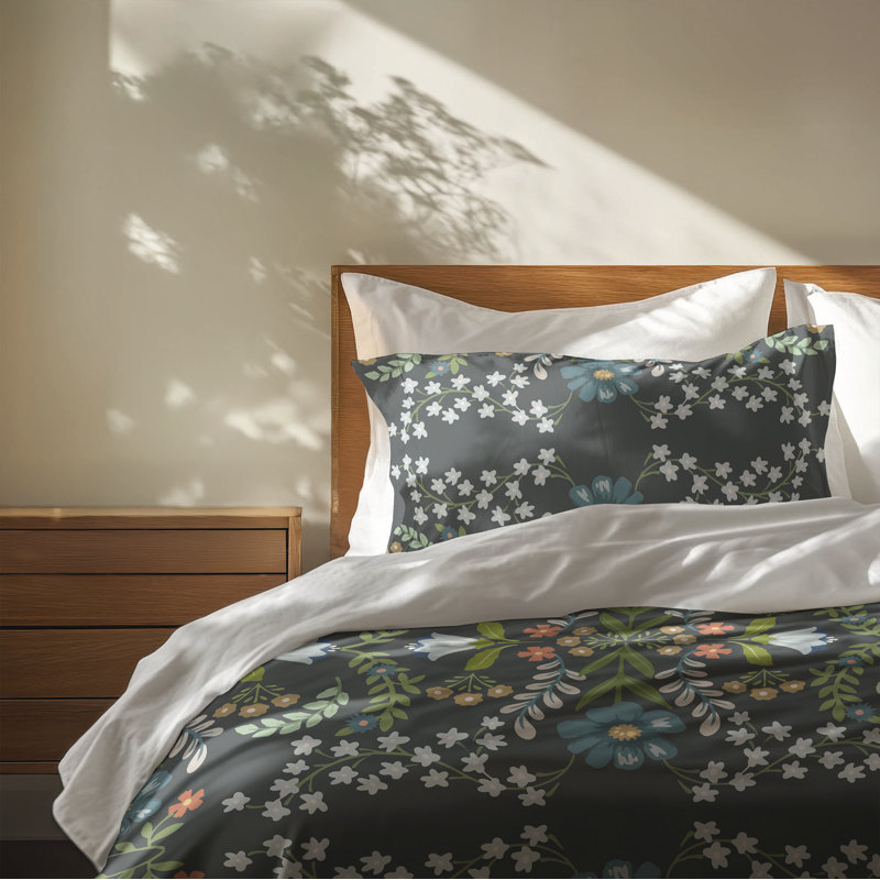 Cecelia Decorative Lightweight Comforter Set, Twin Comforter + 2 Standard Pillowcases, Charcoal