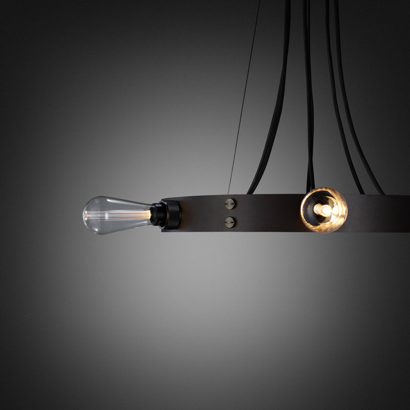 Cross Knurl 6 - Light Chandelier, Smoked Bronze