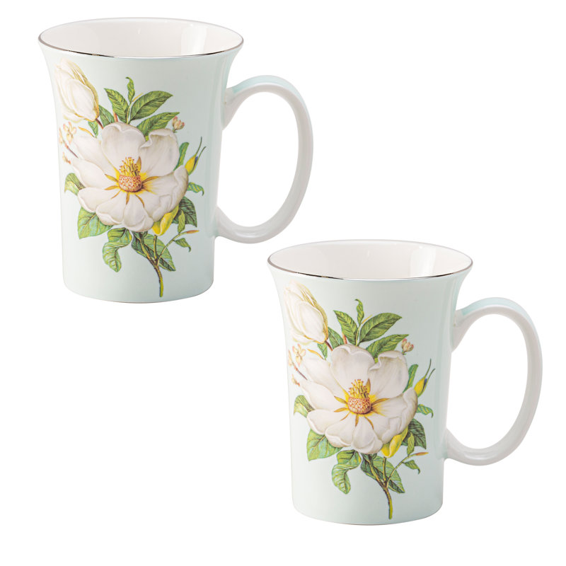 Grande tasse à café avec porcelaine Grace Tea Ware. Magnolia, ensemble de 2