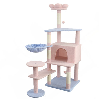 Flower Cat Tree with Large Condo Removable Flower Cushion and Hammock