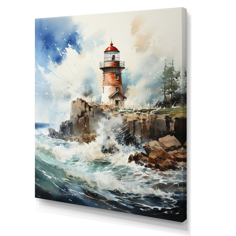 Phare rétro de Kunaal, lumière de guidage IV sur toile, H 32 po x l 24 po x P 1 po, Toile tendue