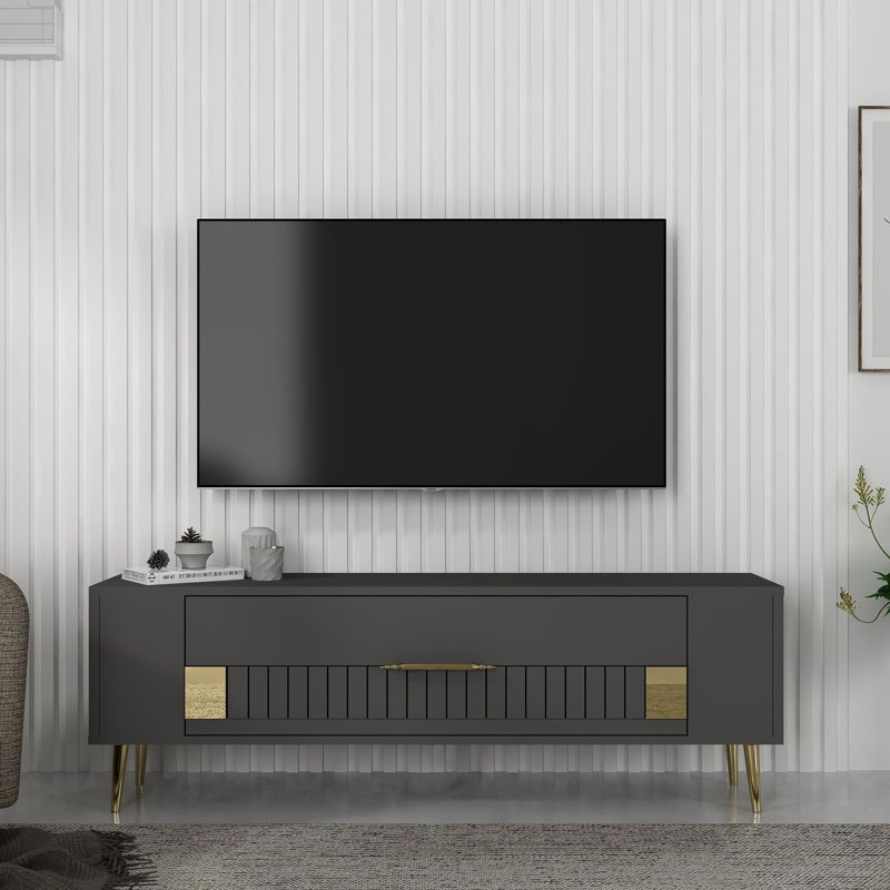 Olivia Unfinished TV Stand, 120cm, Grey/Gold