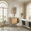 Meuble-lavabo mural multifonctionnel avec porte à fermeture en douceur et tablettes ouvertes-1284596228-1284596254