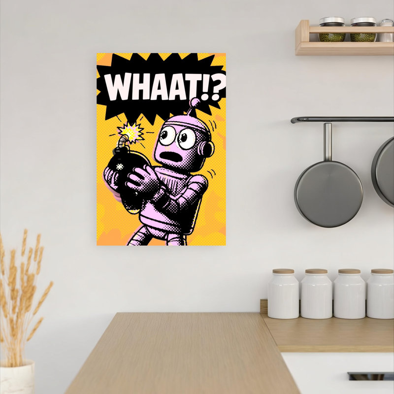 Comic Robot Surprise, impression abstraite murale rétro, H 18 po x l 12 po