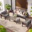 Ensemble de conversation modulaire pour patio 4 pièces, mobilier d'extérieur en aluminium avec coussins épais, ensemble de patio résistant aux intempéries pour balcon, terrasse