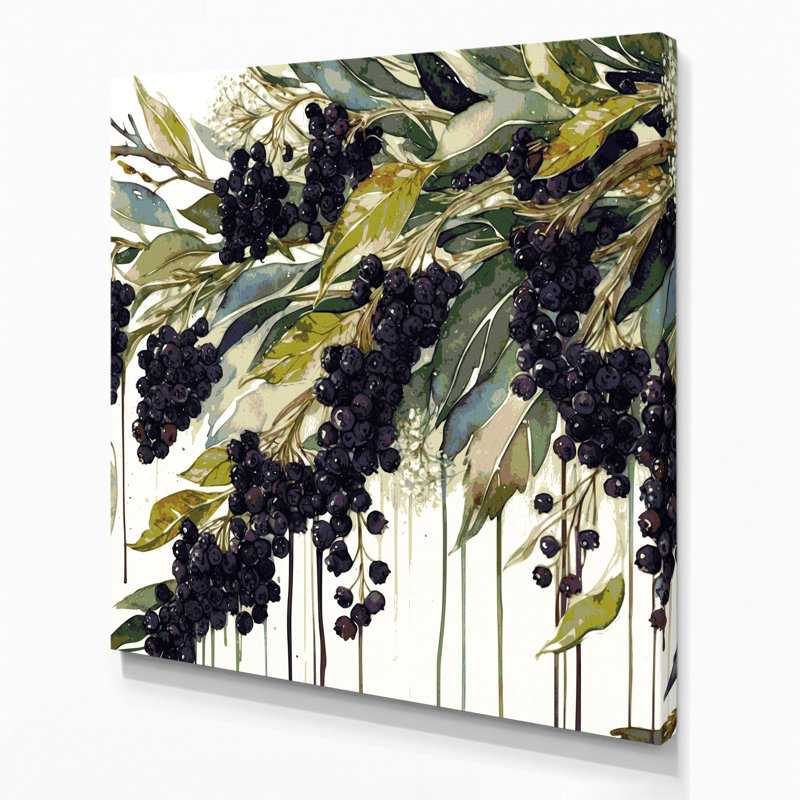 Fruit, sureau blanc, art mural, H 16 po x l 16 po
