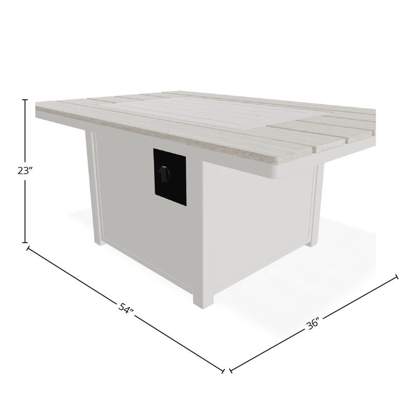 Table de feu 36 po x 54 po avec tablette au propane, Neige / Lagune