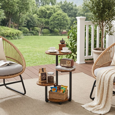 Round End Table Side Table With 4-tier Shelves for Living Room, Bedroom