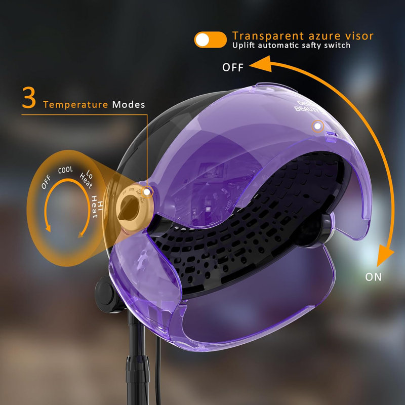 Freestanding Hair Dryer Ionic Hooded Dryer 1875w, Purple