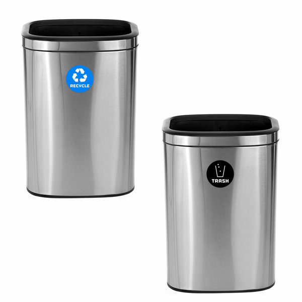 Alpine Industries 10.5 Gallons Stainless Steel Open Trash Can & Reviews ...